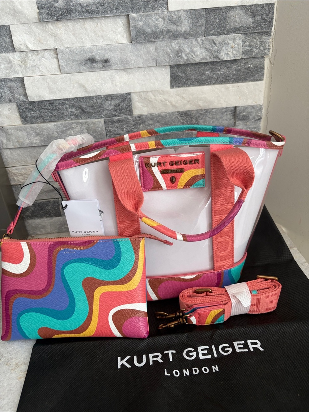 Kurt Geiger London Small Hampstead Clear Tote new with tags